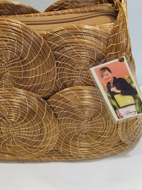 Basket of Cambodia Saraye Purse Woven Grass Boho Bag City Chic Boho Handmade - Picture 3 of 16